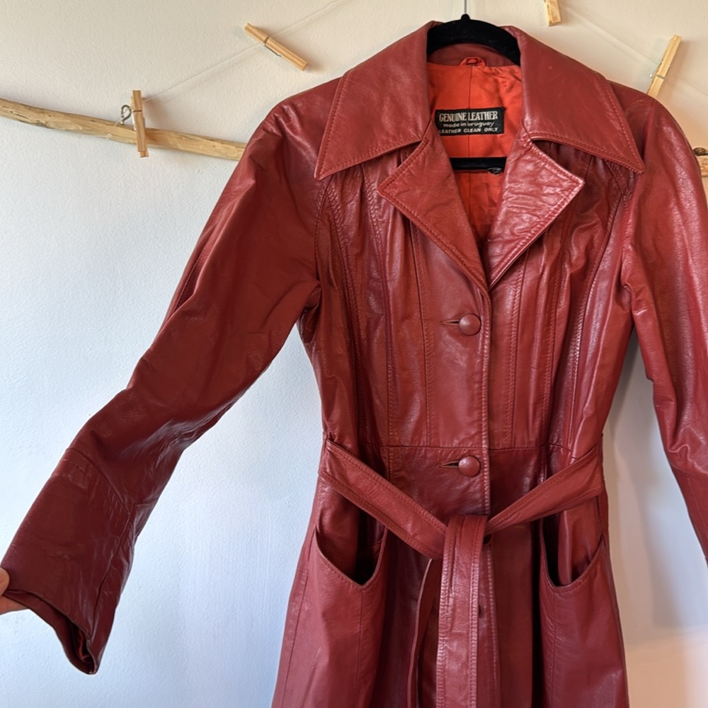 Vintage leather jacket Deep red